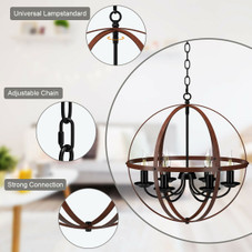 Rustic Vintage 6-Light Orb Chandelier with Bronze Finish product image