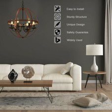 Rustic Vintage 6-Light Orb Chandelier with Bronze Finish product image