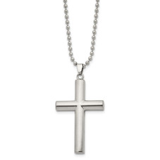 Stainless Steel Brushed and Polished Cross 22-inch Necklace product image