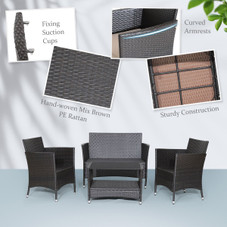 4-Piece Patio Conversation Set with Soft Cushions & Tempered Glass Tabletop product image