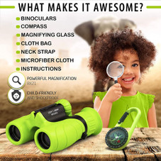 Binoculars for Kids, Set with Magnifying Glass And Compass (Green) product image