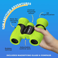 Binoculars for Kids, Set with Magnifying Glass And Compass (Green) product image