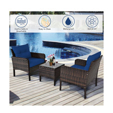 3-Piece Rattan Patio Furniture Set with Washable Cushion product image