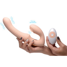 15X U-Pulse Silicone Pulsating and Vibrating Strapless Strap-on with Remote product image