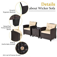 Costway 7 -Piece Patio Rattan Wicker Furniture Set with Gas Fire Pit Table product image