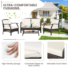 4-Piece Outdoor Rattan Conversation Set with Protective Cover product image