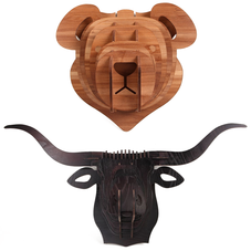 3D Faux Wooden Animal Head Sculpture product image