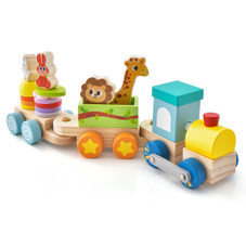 Costway Wooden Stackable Train Set with Animal Toys product image