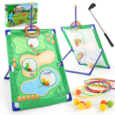 3 in 1 Golf Throwing Game Set for Kids -Golf Game,12 Golf Ball,12 ferrules,6 sandbags,Golf Clubs, Indoor Outdoor Birthday Gifts for Girls Boys product image