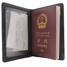 2-Tone Black & White Vegan Leather Passport Holder product image