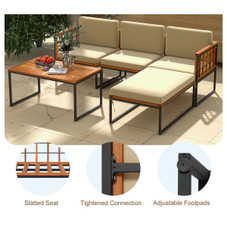 5-Piece Acacia Wood Patio Furniture Set with Coffee Table & Ottoman product image