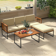 5-Piece Acacia Wood Patio Furniture Set with Coffee Table & Ottoman product image