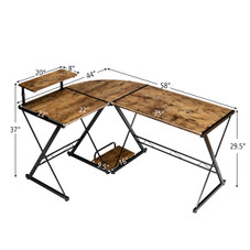 Costway 58'' x 44'' L-Shaped Gaming Desk with Monitor Stand product image