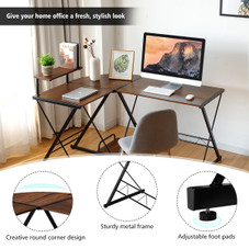 Costway 58'' x 44'' L-Shaped Gaming Desk with Monitor Stand product image