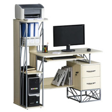 HOMCOM® Modern Computer Desk with 4-Tier Bookshelf product image