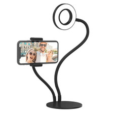 Dual Arm Selfie Stand with LED Ring Light product image