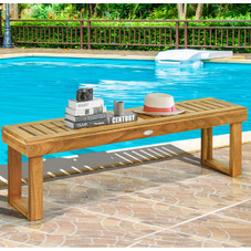 Outdoor Square-End 52'' Acacia Wood Bench (1- or 2-Pack) product image