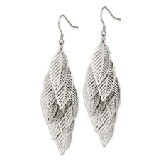 Stainless Steel Polished Leaves Dangle Earrings product image