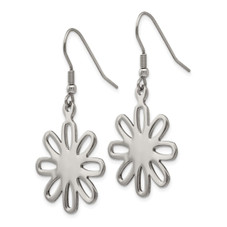 Stainless Steel Polished Dangle Flower Earrings product image