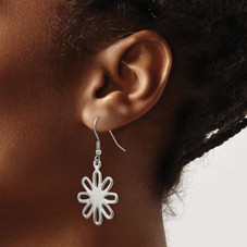 Stainless Steel Polished Dangle Flower Earrings product image
