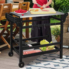 Movable Outdoor Dining Cart with Stainless Steel Tabletop product image