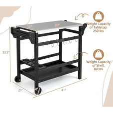 Movable Outdoor Dining Cart with Stainless Steel Tabletop product image