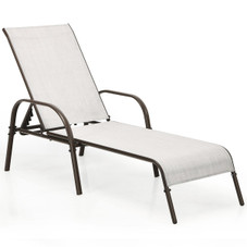 Outdoor Patio Lounge Chair Chaise Fabric with Adjustable Recliner product image