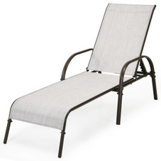 Outdoor Patio Lounge Chair Chaise Fabric with Adjustable Recliner product image