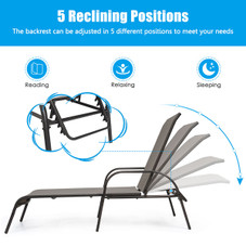 Outdoor Patio Lounge Chair Chaise Fabric with Adjustable Recliner product image