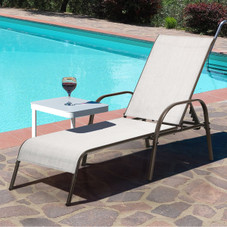 Outdoor Patio Lounge Chair Chaise Fabric with Adjustable Recliner product image