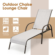 Outdoor Patio Lounge Chair Chaise Fabric with Adjustable Recliner product image