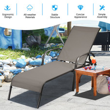 Outdoor Patio Lounge Chair Chaise Fabric with Adjustable Recliner product image