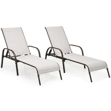 Outdoor Patio Lounge Chair Chaise Fabric with Adjustable Recliner product image