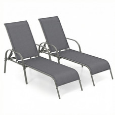 Outdoor Patio Lounge Chair Chaise Fabric with Adjustable Recliner product image