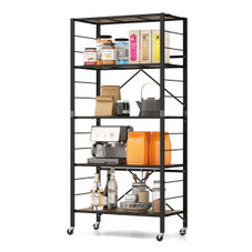 5-Tier Foldable Shelving Unit with Detachable Wheels (1 or 2-Pack) product image