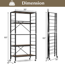 5-Tier Foldable Shelving Unit with Detachable Wheels (1 or 2-Pack) product image