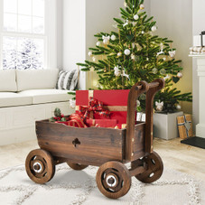 Decorative Wooden Wagon Cart Plant Stand product image