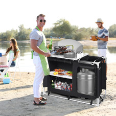 Portable Camping BBQ Grill Table & Kitchen Sink Station with Storage product image