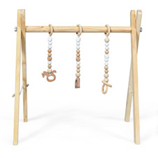 Foldable Wooden Baby Gym with 3 Wooden Baby Teething Toys product image