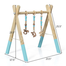 Foldable Wooden Baby Gym with 3 Wooden Baby Teething Toys product image