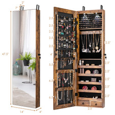 Rustic Mirrored Jewelry Cabinet with LED Lights product image