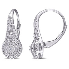 Nearly 1/2-Carat Diamond Double Halo Leverback Hoop Earrings product image