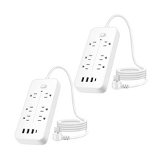 10-in-1 Power Strip Surge Protector with 6 AC Outlets + 4 USB Ports (2-Pack) product image