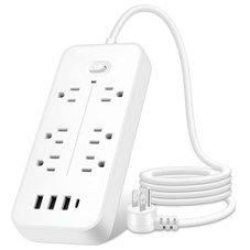 10-in-1 Power Strip Surge Protector with 6 AC Outlets + 4 USB Ports (2-Pack) product image