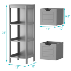 3-Tier Wooden Floor-Standing Storage Cabinet with Drawers product image