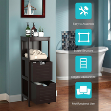 3-Tier Wooden Floor-Standing Storage Cabinet with Drawers product image