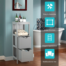 3-Tier Wooden Floor-Standing Storage Cabinet with Drawers product image