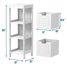 3-Tier Wooden Floor-Standing Storage Cabinet with Drawers product image