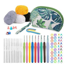 76pcs Crochet Kit for Beginners DIY handcraft knitting Including Crochet acrylic Yarn TPR hooks set storage bag product image