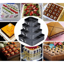 194Cake Square Pan Sets for Baking Cake Decorating  4 Springform Pans Set , Icing Tips, Cake Leveler CheeseCake Pan product image